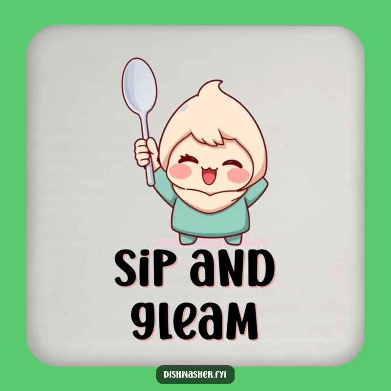 Funny Clean Spoon Character Coaster - Kitchen Pride Decor