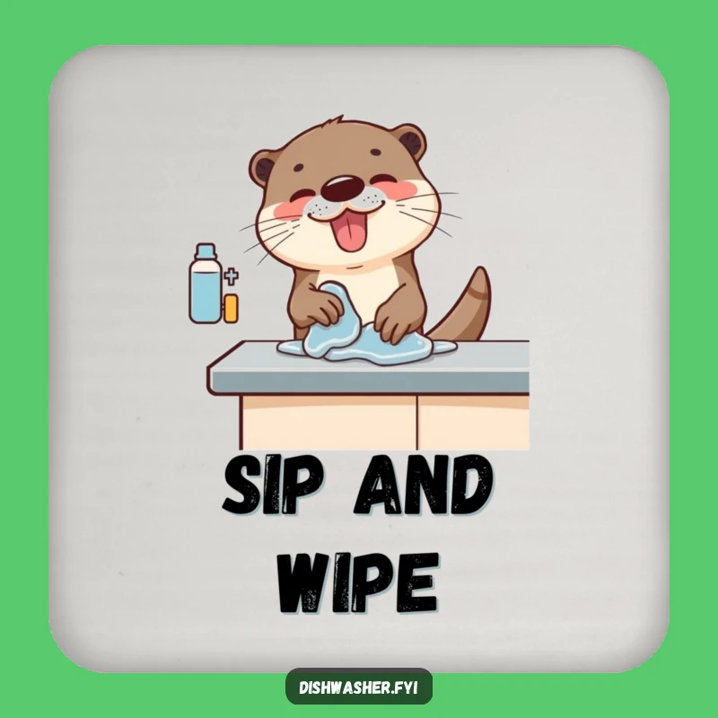 Funny Otter Cleaning Coasters: Protect Surfaces with Enthusiastic Sea Mammal Style, A Set of Funny Gifts