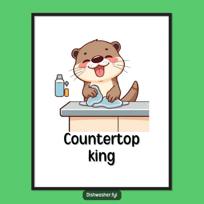 Funny Otter Cleaning Poster: Art of Enthusiastic Counter Scrubbing, A Joyful Funny Gift for Homes