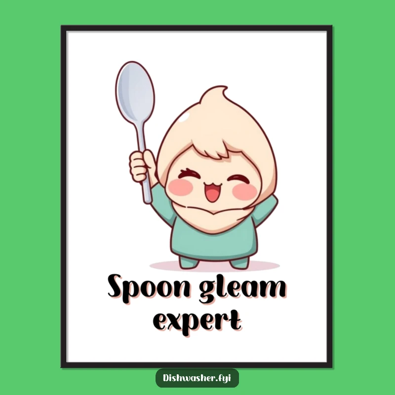 Funny Clean Spoon Character Poster - Triumphant Kitchen Art Gift