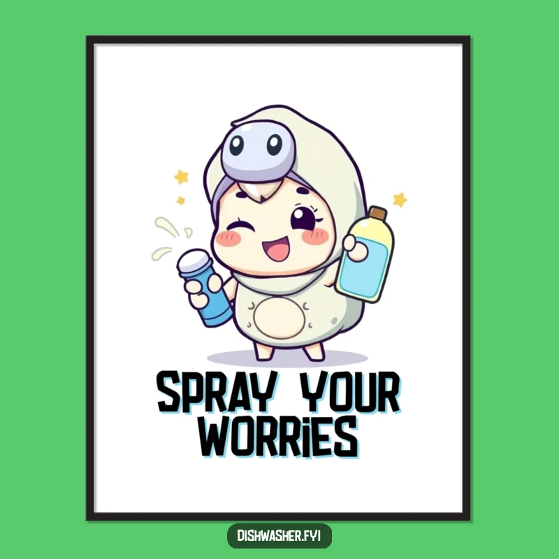 Funny Spraying Character Poster: Energetic Art for Happy Spaces