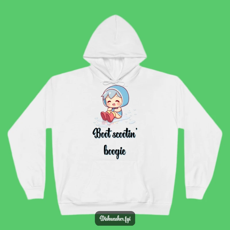 Funny Floor Slider Hoodie: Playful Character's Cozy Wet Boot Humor Gift