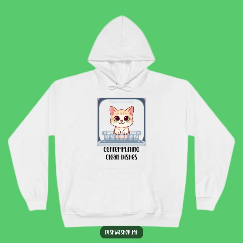 Cozy Funny Cat Hoodie: Curious Dishwasher Peek, Ultimate Warm Funny Gift