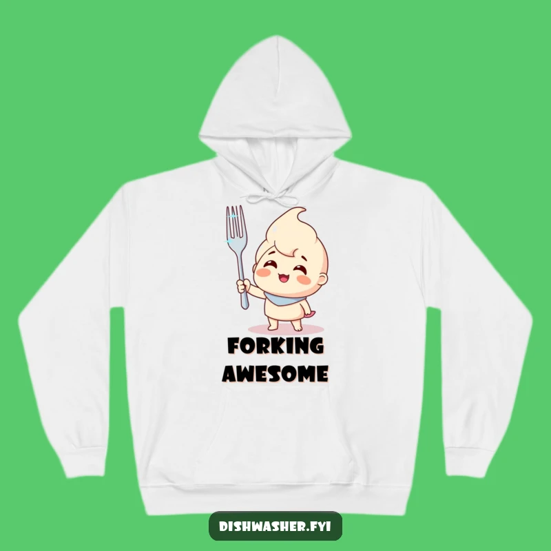 Cozy Funny Fork Character Hoodie: Triumphant Comfort with a Clean Fork