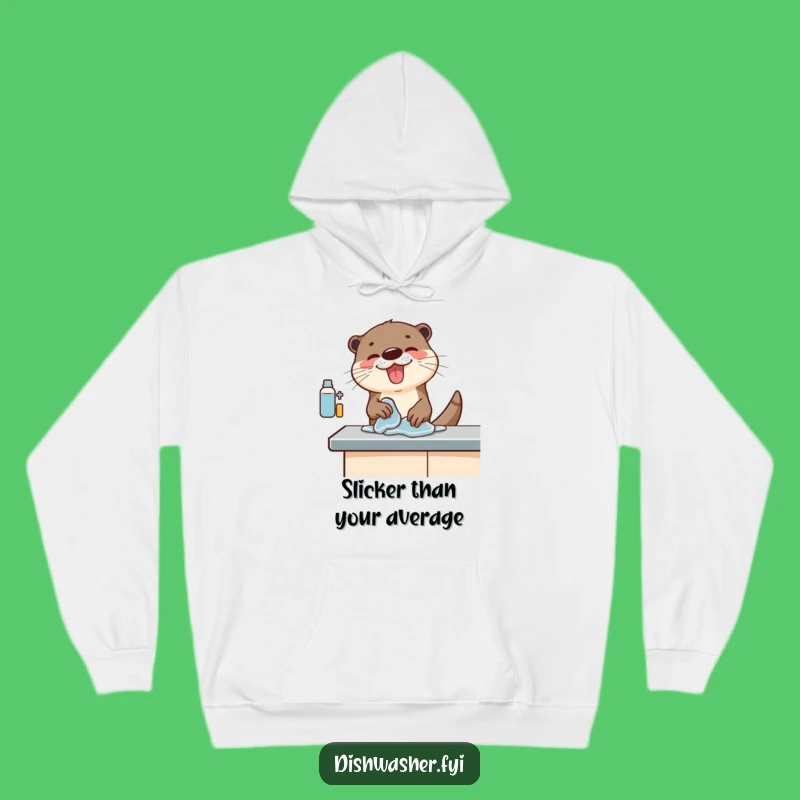 Funny Otter Cleaning Hoodie: Cozy Up with an Enthusiastic Sea Mammal's Scrubbing Power, Your New Favorite Funny Gift