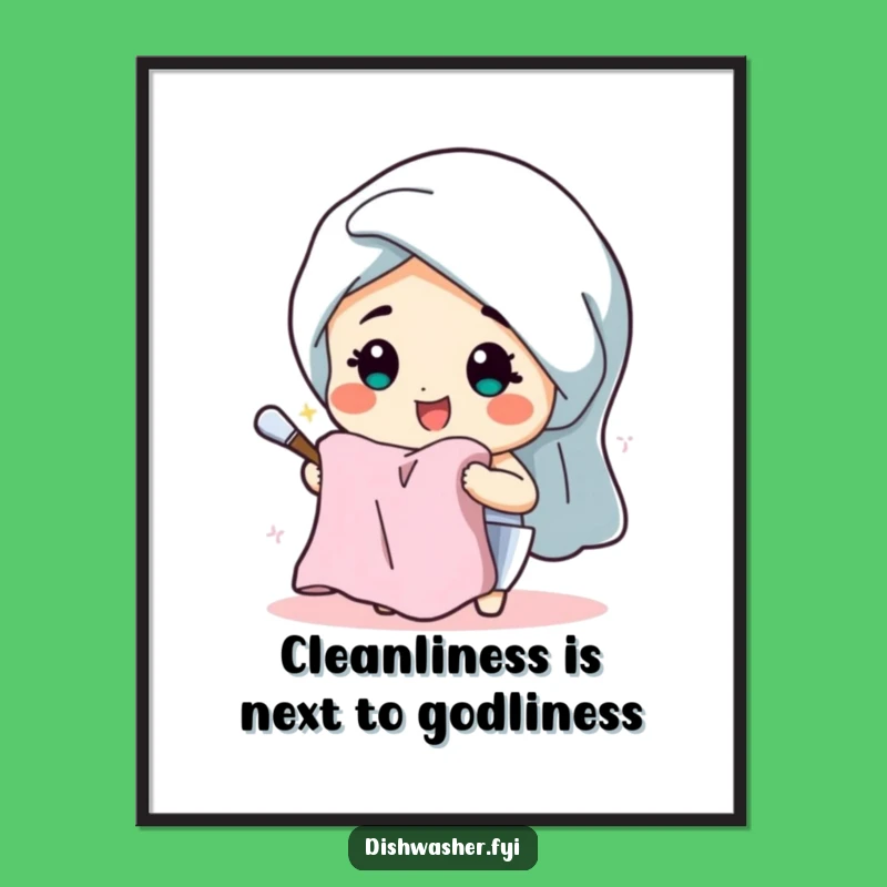 Free Printable Wall Art: Cheerful Dishwasher Character, Funny Downloadable Art Gift