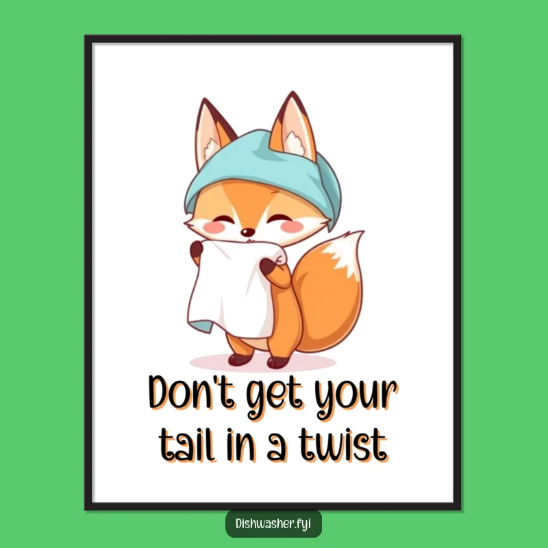 Free Printable Funny Wall Art: Fox Unfurling Towel, Hilarious Downloadable Decor