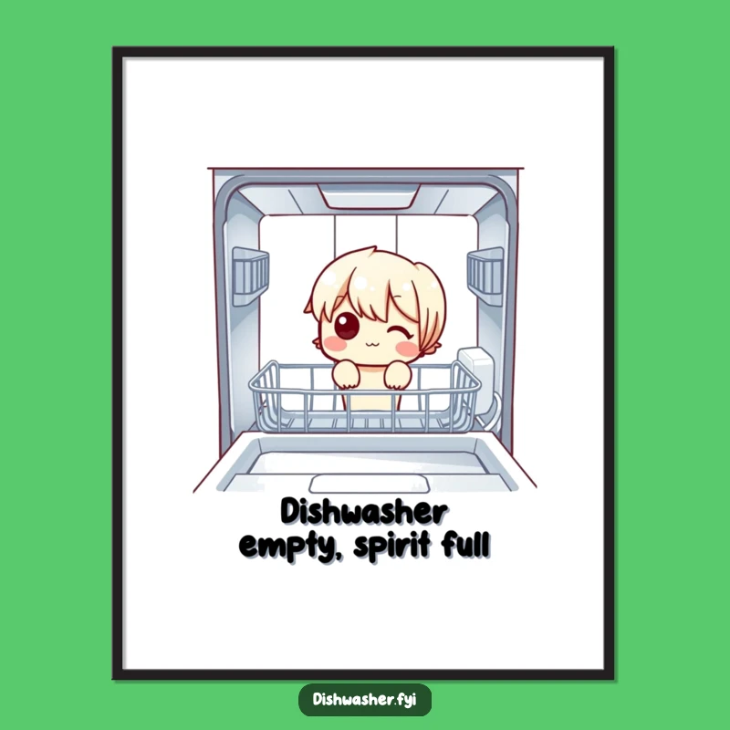 Free Printable Wall Art: Empty Dishwasher Character, Quirky DIY Downloadable Decor