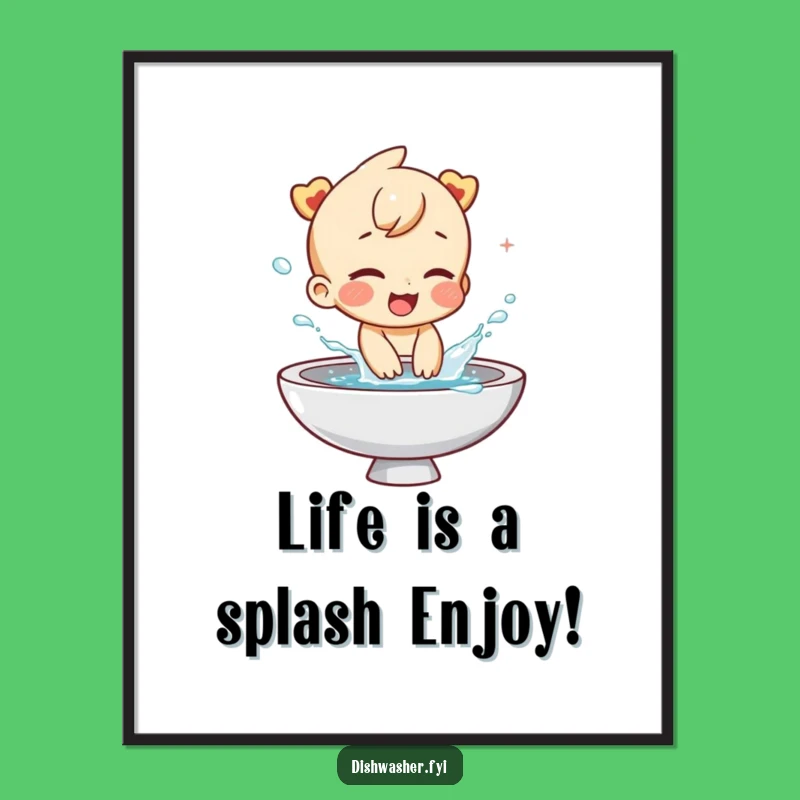 Free Printable Wall Art: Giggling Splashing Character, Humorous Downloadable Decor
