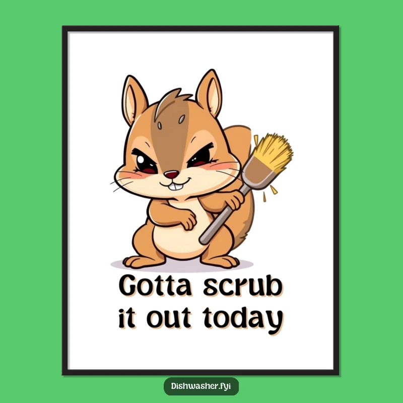 Funny Free Printable Wall Art: Scrubbing Squirrel Downloadable Decor Gift
