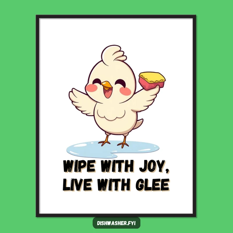 Free Printable Wall Art: Energetic Bird's Clean Sweep, Hilarious Downloadable Decor