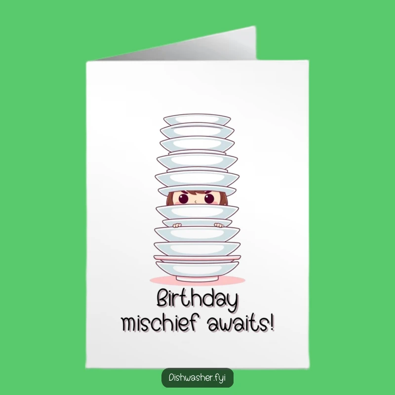 Free Printable Plate Tower Birthday Card: Funny Downloadable Gift for a Sneaky Celebration