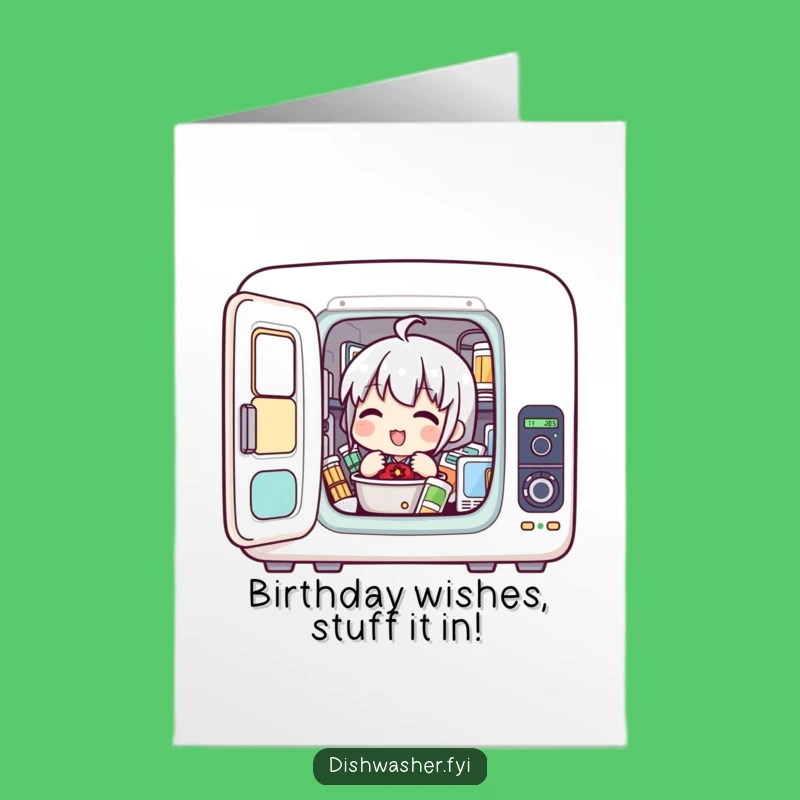 Free Printable Birthday Card: Appliance Loading Character, Funny Downloadable Gift