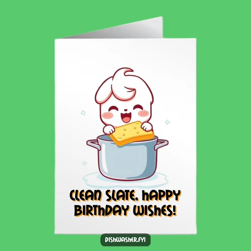 Free Printable Birthday Card: Funny Scrubbing Character, Hilarious Downloadable Gift for Friends