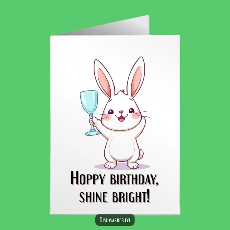 Free Printable Birthday Card: Bunny's Clean Glass, Funny Joyful Downloadable Gift
