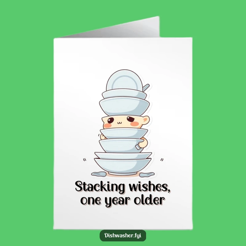 Free Printable Birthday Card: Dish Stacking Champ, Funny Downloadable Gift