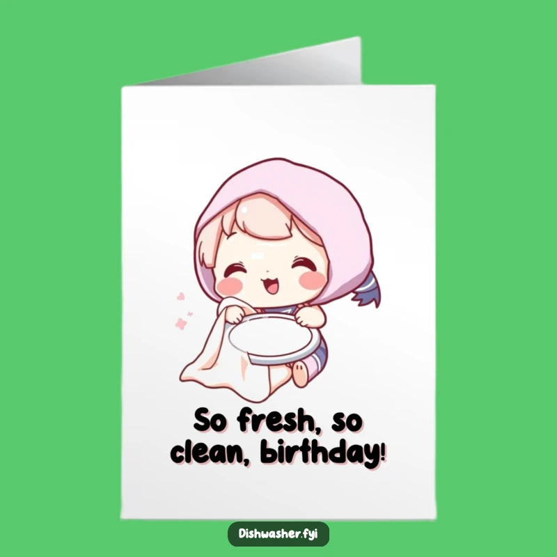 Free Printable Birthday Card: Funny Towel Character Drying Plate