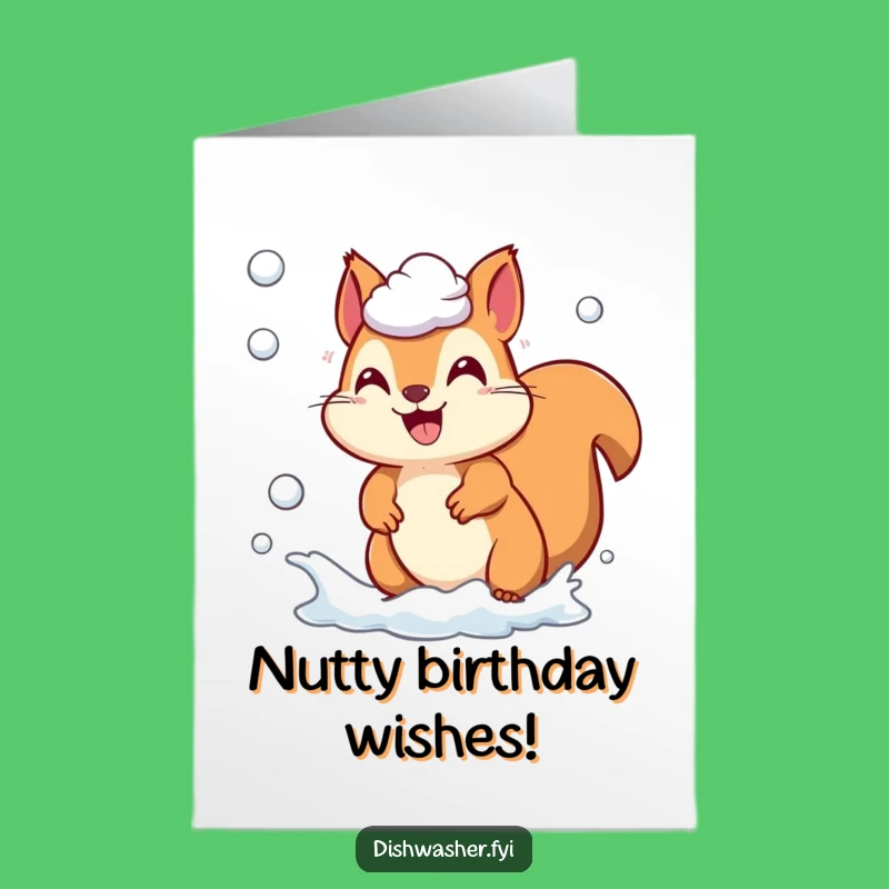 Free Printable Birthday Card: Squirrel Chasing Suds For A Funny Greeting