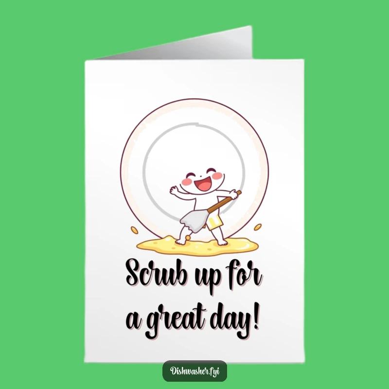 Free Printable Scrubbing Character Birthday Card - Funny Downloadable Gift for Clean Fun