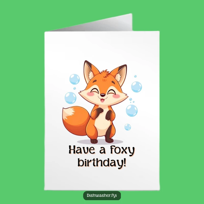 Free Printable Birthday Card: Juggling Fox Funny Downloadable Gift
