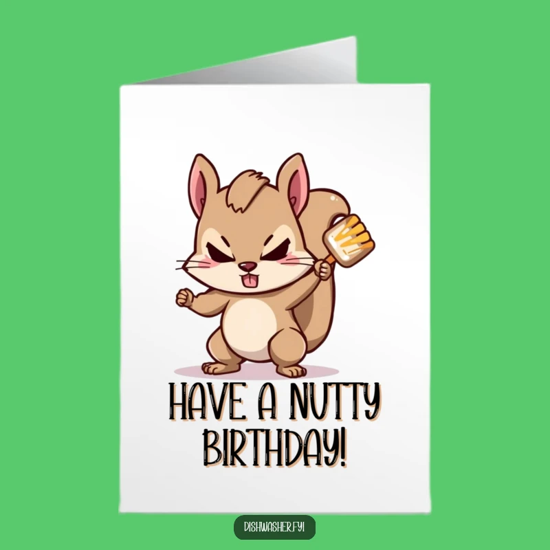 Free Printable Birthday Card: Scrubbing Squirrel Funny Downloadable Gift