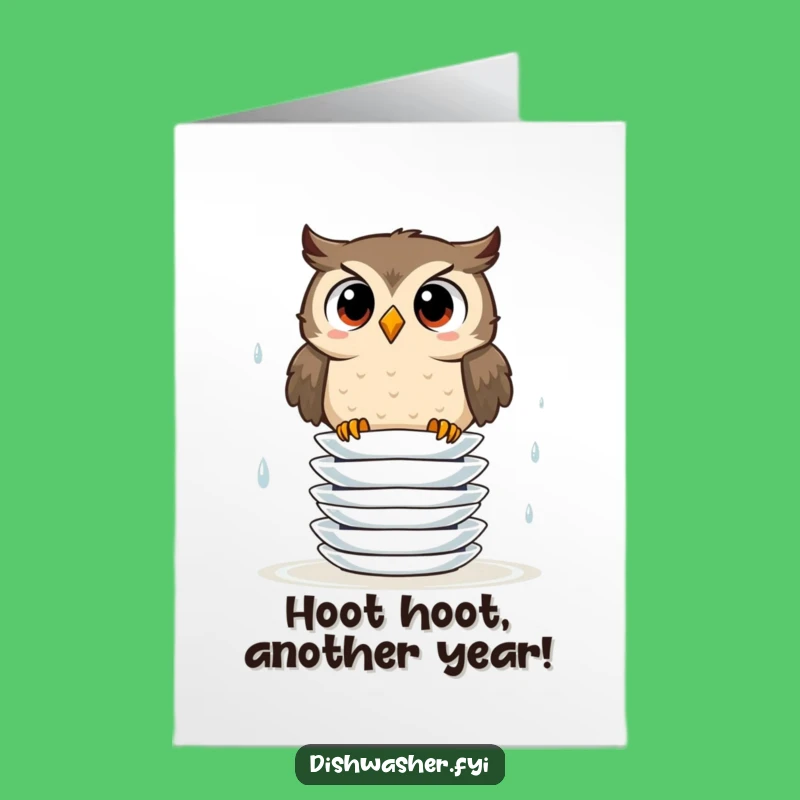 Free Printable Birthday Card: Surprised Owl Stacking Wet Plates Hilariously