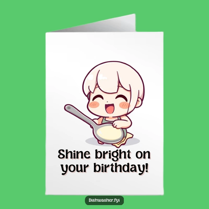 Free Printable Polished Spoon Birthday Card: Funny Downloadable Gift for a Shining Star