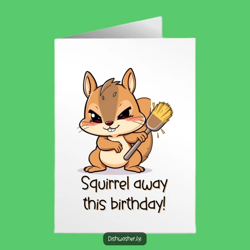 Free Printable Birthday Card: Scrubbing Squirrel Funny Downloadable Greeting Gift