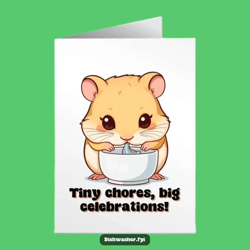 Free Printable Funny Birthday Card: Hamster Drying Bowl, Hilarious DIY Downloadable Gift