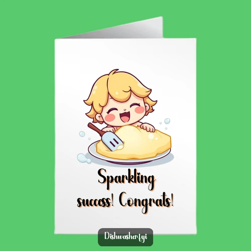 Free Printable Congrats Card: Scrubbing Success, Clean Plate, Humorous Downloadable Gift
