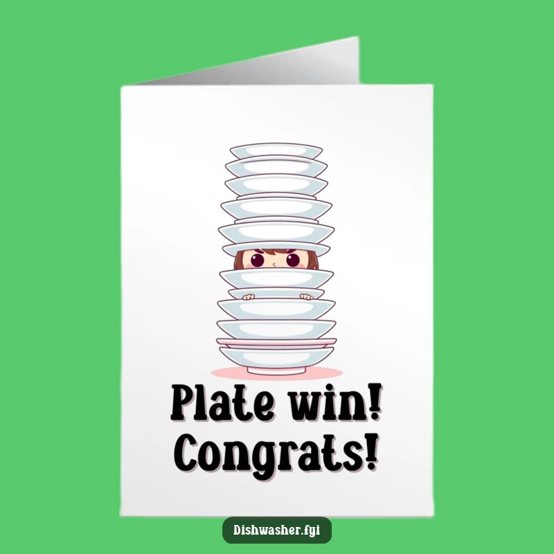 Free Printable Plate Tower Congrats Card: Funny Downloadable Gift for a Clever Win
