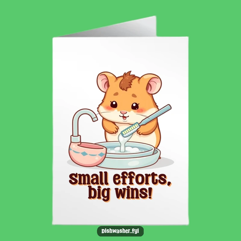 Free Printable Congrats Card: Funny Hamster's Tiny Toothbrush Cleaning Effort
