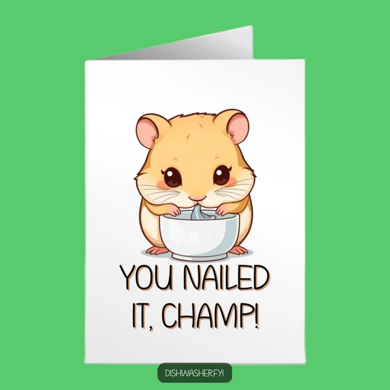Free Printable Funny Congrats Card: Hamster Drying Bowl, Hilarious DIY Downloadable