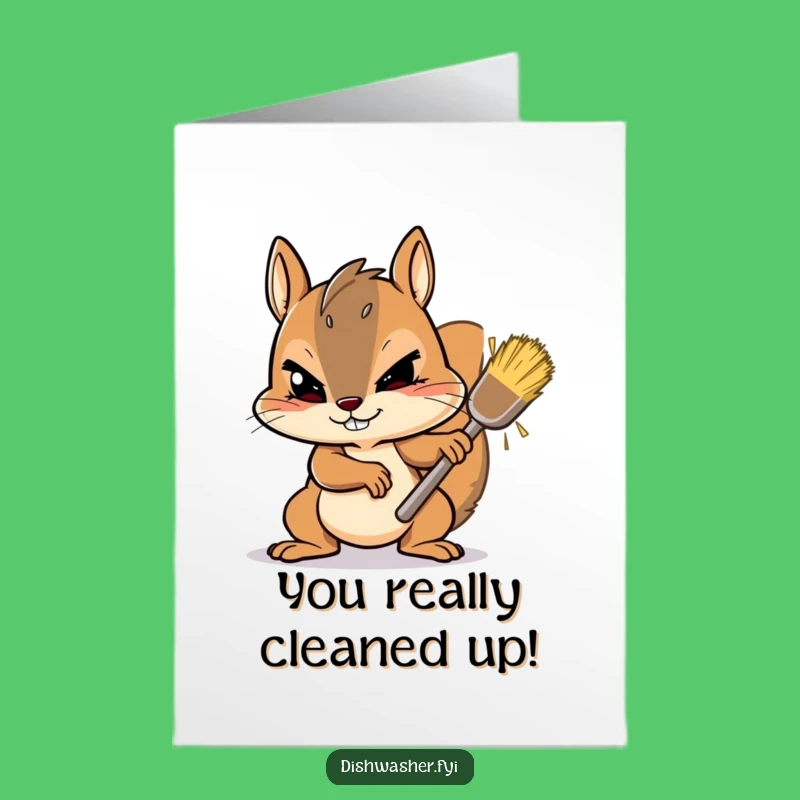 Free Printable Congrats Card: Scrubbing Squirrel Funny Downloadable Greeting Gift