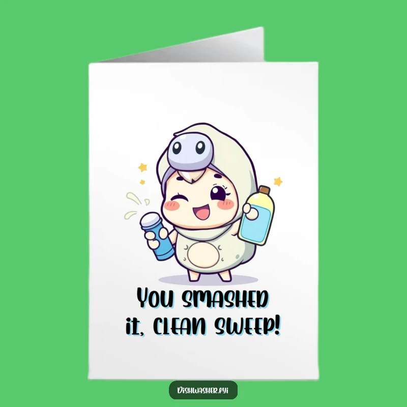 Free Printable Congrats Card: Winking Cleaner, Fun Downloadable Gift for Sparkling Wins!