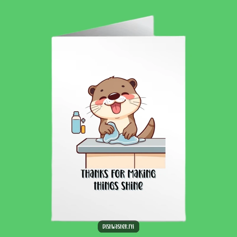 Free Printable Funny Thank You Card: Otter Wiping Counter, Humorous DIY Downloadable