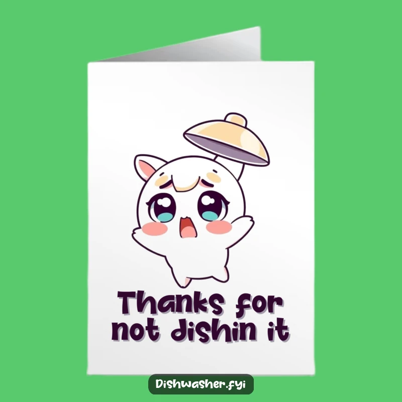 Free Printable Thank You Card: Funny Dodging Dish Surprise Downloadable Gift