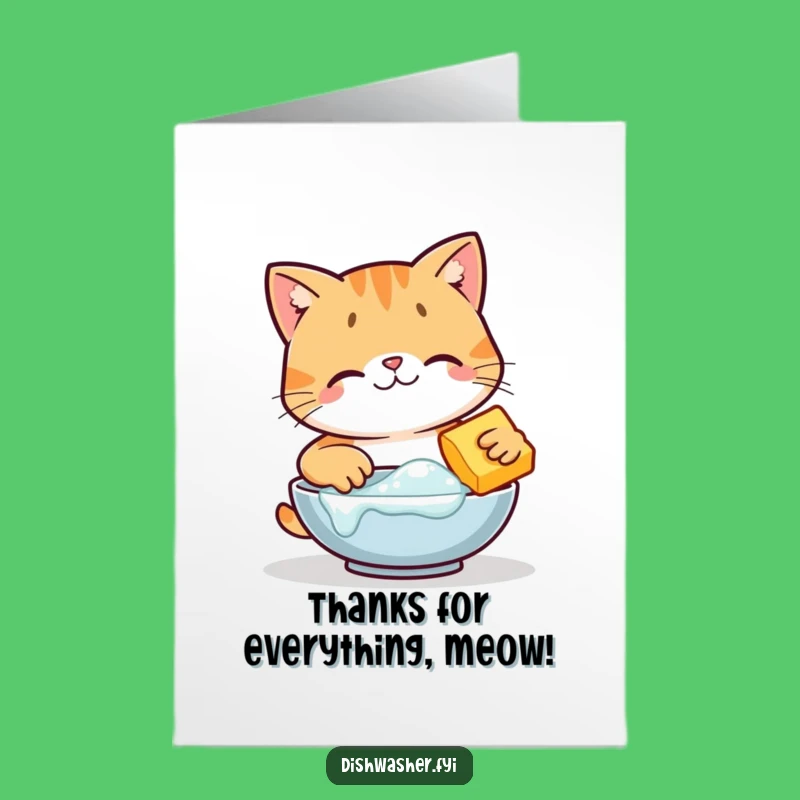 Free Printable Thank You Card: Happy Cat Scrubbing Thanks For A Cheer