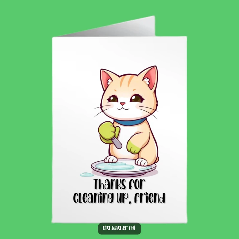 Free Printable Thank You Card: Scrubbing Cat, Grateful Humor Downloadable Gift