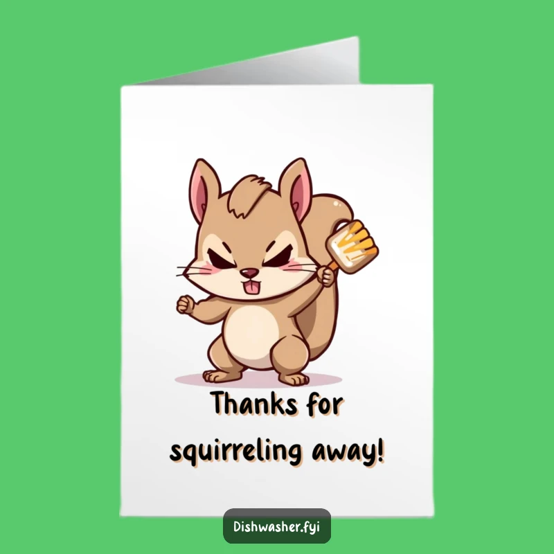 Free Printable Thank You Card: Scrubbing Squirrel Funny Downloadable Gift