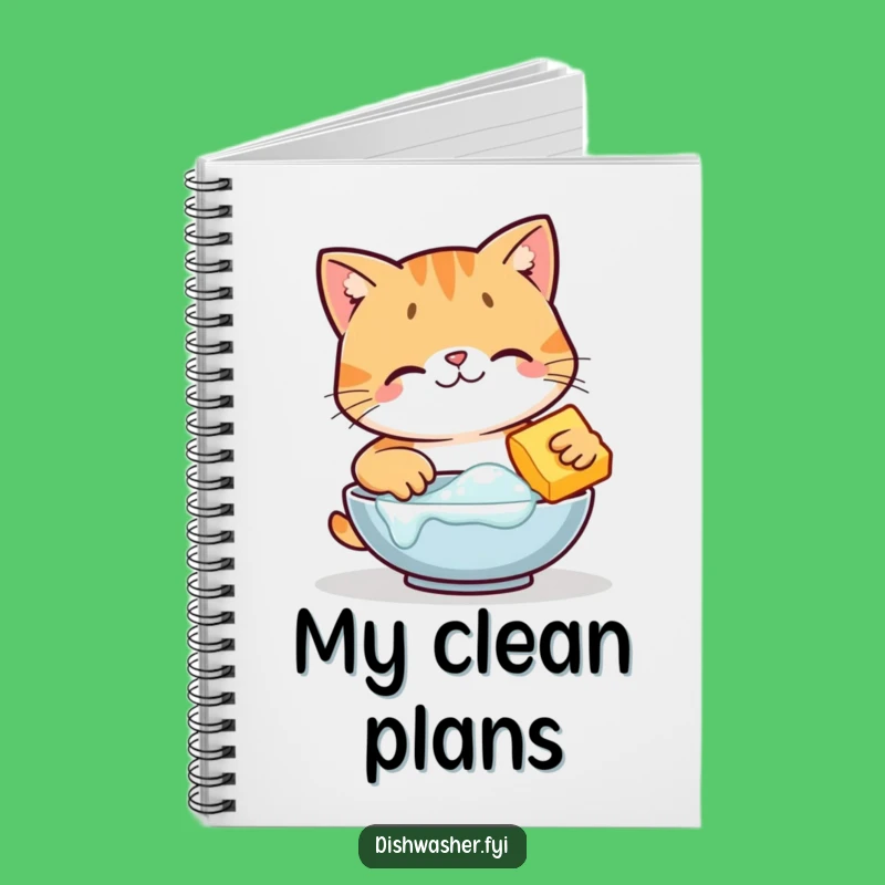 Funny Happy Cat Scrubbing Notebook, Cute Cleaning Cat Journal, Hilarious Gift for Notes