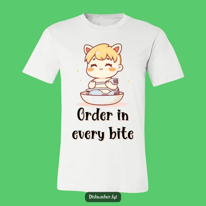 Funny Cutlery Stacking T-Shirt: Content Character Hilarious Kitchen Apparel Gift