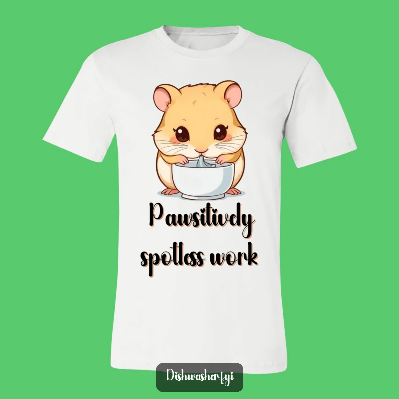 Funny Hamster Cleaning T-Shirt: Adorable Rodent's Intense Bowl Drying Action, Perfect Funny Gift for Pet Lovers