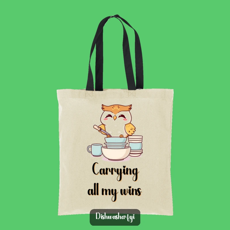 Funny Giggling Owl Tote Bag: Carry Your Laughs with Stylish Dish Stacking