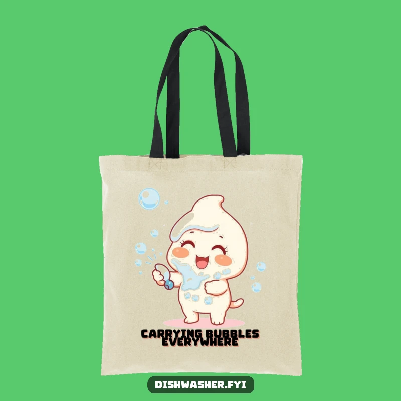 Funny Bubble Joy Tote Bag: Happy Character's Playful Cleaning Gift