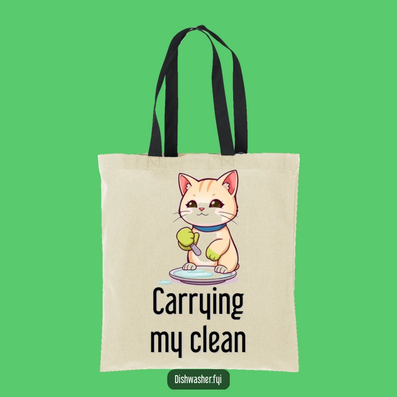 Funny Scrubbing Cat Tote Bag: Carry Your Cleanliness Obsession, A Practical Funny Gift