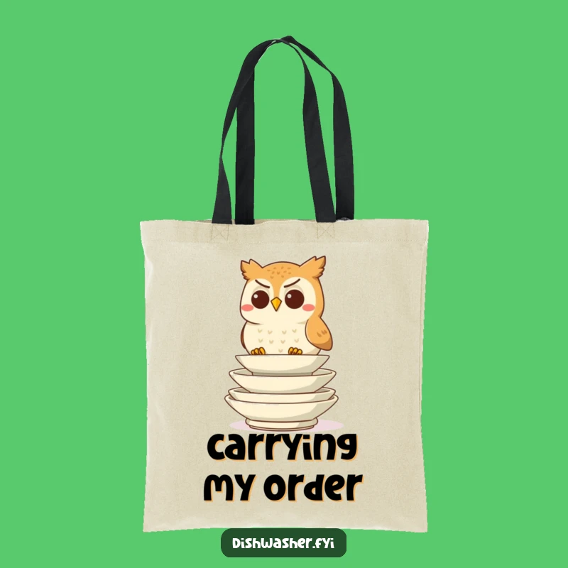 Funny Determined Owl Stacking Tote Bag, Organized Critter Accessory, Perfect Kitchen Gift