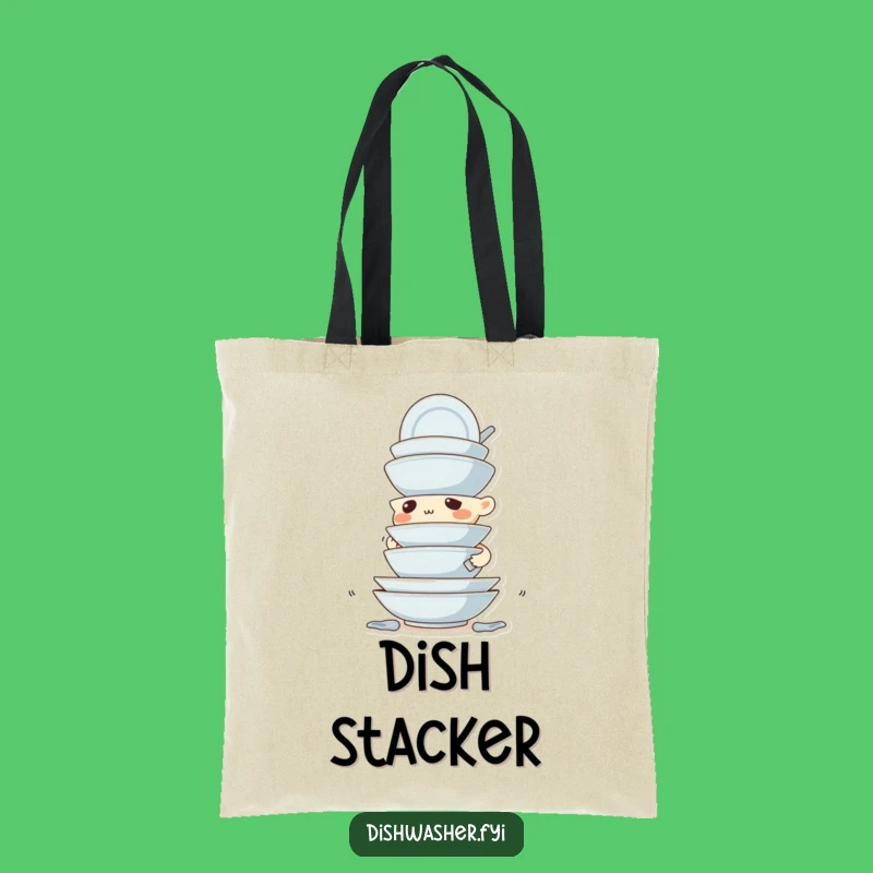 Funny Dish Stacking Tote Bag: Determined Character, Practical Precision Carryall