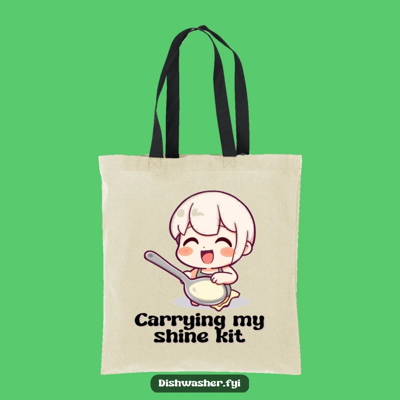 Funny Polishing Spoon Tote Bag: Carry Your Shine with Humor