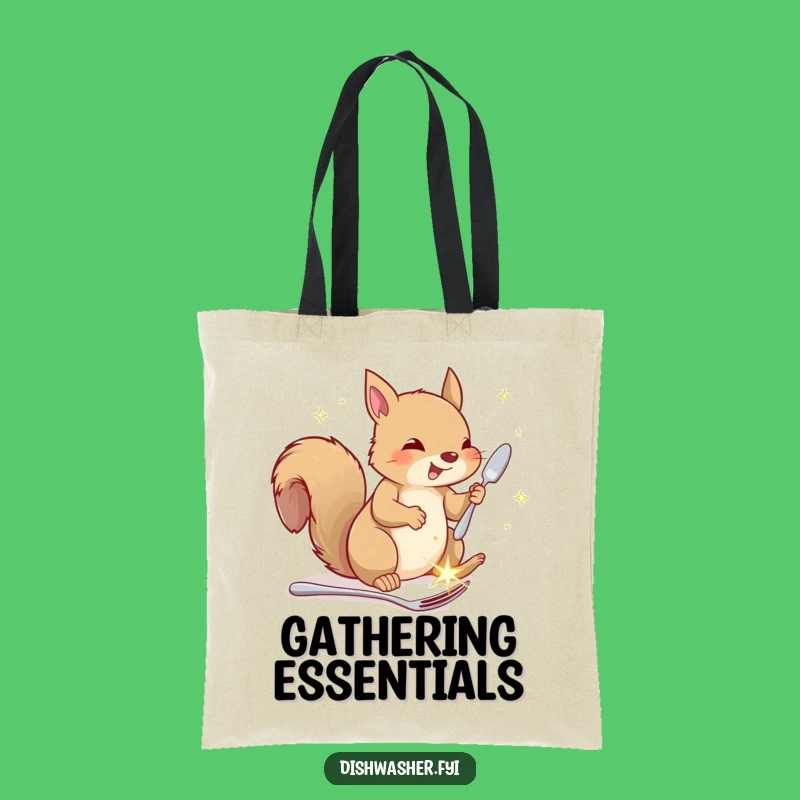 Funny Squirrel Eco Tote Bag: Humorous Cutlery Organizer for Shoppers